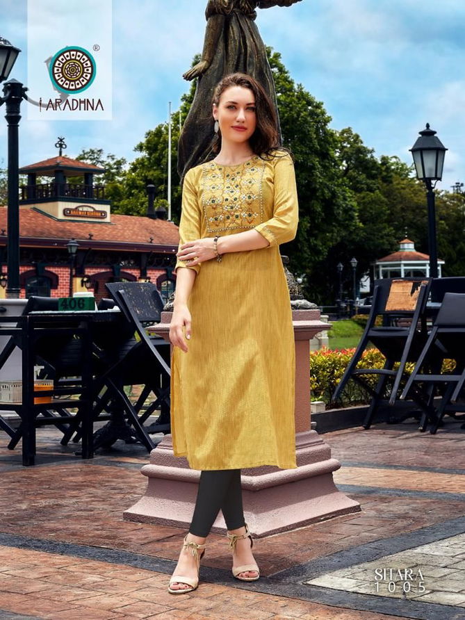 Aradhna Sitara Vol 1 Ethnic Wear Wholesale Cotton Embroidery Kurtis Catalog
